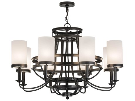 Meyda 8-Light Bronze Glass Cylinder Chandelier
