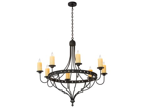 Meyda Bottini 8-Light Black Glass Candelabra Chandelier