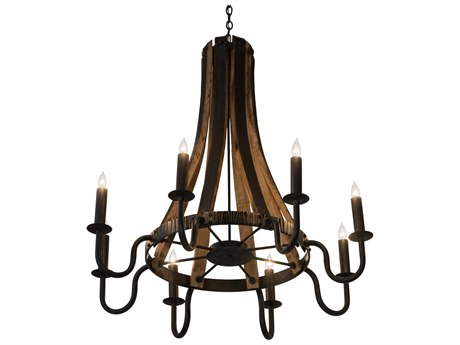 Meyda Barrel Stave 8-Light Black Candelabra Chandelier