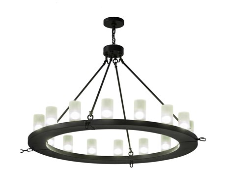 Meyda Loxley 16-Light Bronze Glass Cylinder Round Chandelier