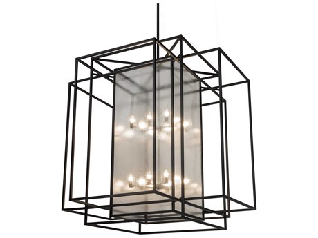 Meyda Kitzi Box 16-Light Black Glass Geometric Chandelier