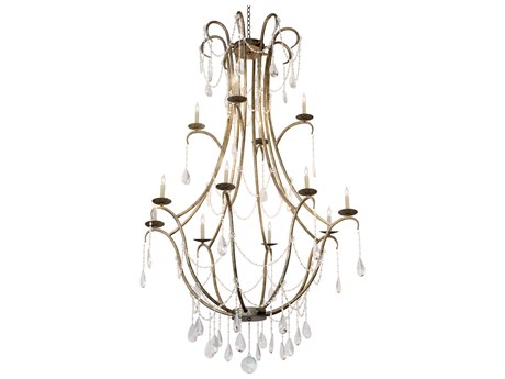 Meyda 12-Light Silver Crystal Glass Candelabra Chandelier