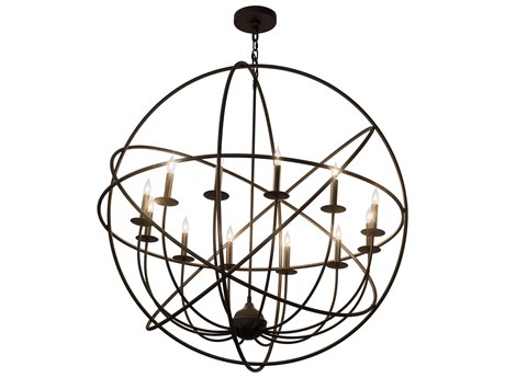 Meyda Atom Enerjisi 12-Light Bronze Candelabra Geometric Chandelier
