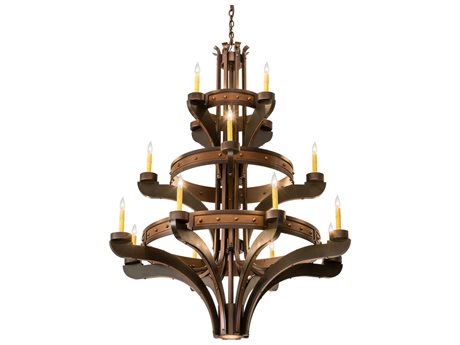 Meyda Castilla 1-Light6 1 Bronze Glass Candelabra Tiered Chandelier