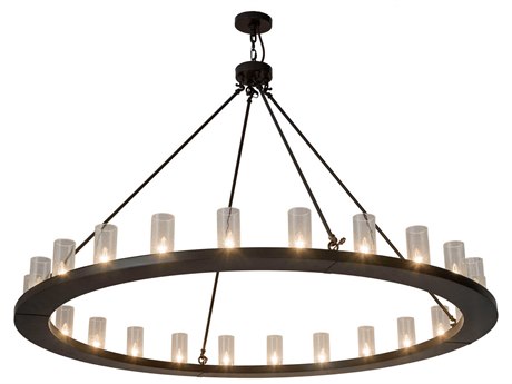 Meyda Loxley 24-Light Bronze Glass Cylinder Round Chandelier