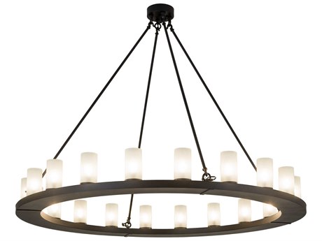 Meyda Loxley 20-Light Black Glass Cylinder Round Chandelier