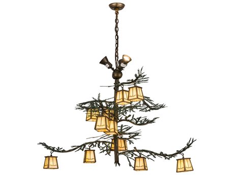 Meyda Pine Branch Valley View 12-Light Copper Glass Chandelier