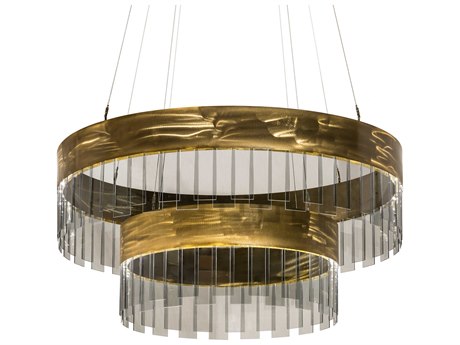 Meyda Cilindro Led Brass Glass Drum Chandelier