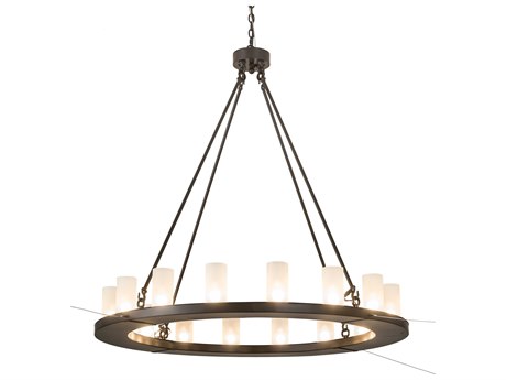 Meyda Loxley 16-Light Bronze Glass Cylinder Chandelier