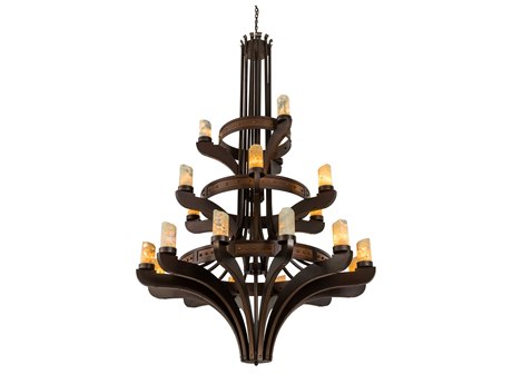 Meyda Castilla 21-Light Bronze Cylinder Tiered Chandelier
