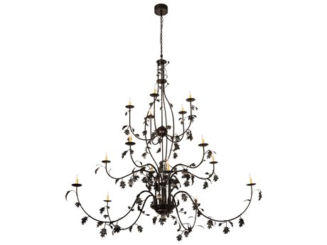 Meyda Oak Leaf 15-Light Bronze Glass Tiered Chandelier