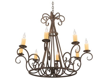 Meyda Marguerite 8-Light Copper Glass Candelabra Chandelier