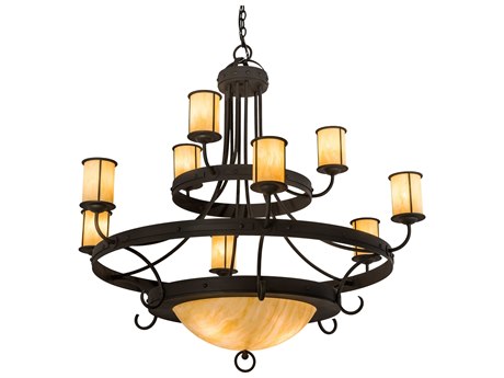 Meyda Nehring 12-Light Black Cylinder Chandelier