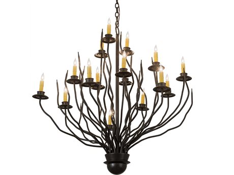 Meyda 16-Light Bronze Glass Candelabra Chandelier