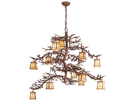 Meyda Pine Branch Valley View 12-Light Bronze Chandelier