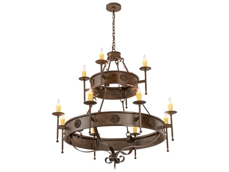 Meyda Lorenzo 12-Light Brown Candelabra Tiered Chandelier