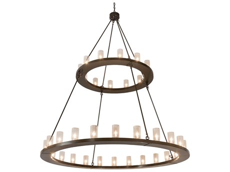 Meyda Loxley 36-Light Bronze Glass Cylinder Tiered Chandelier
