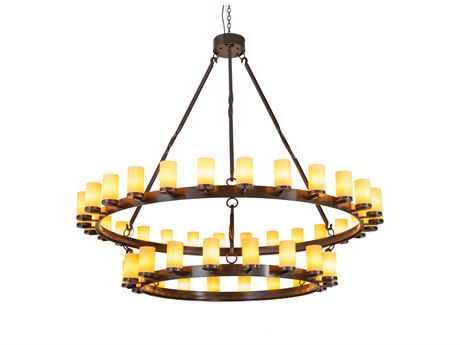 Meyda Noziroh Ring 46-Light Bronze Cylinder Tiered Chandelier