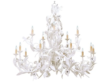 Meyda Le Printemps 15-Light Tuscan Ivory White Crystal Candelabra Chandelier