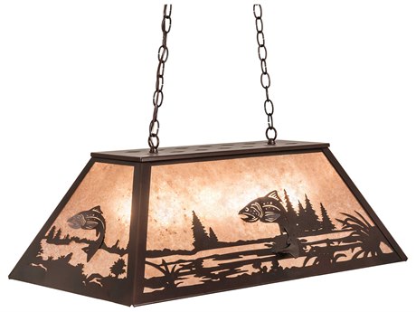 Meyda Leaping Trout 6-Light Mahogany Bronze Island Pendant