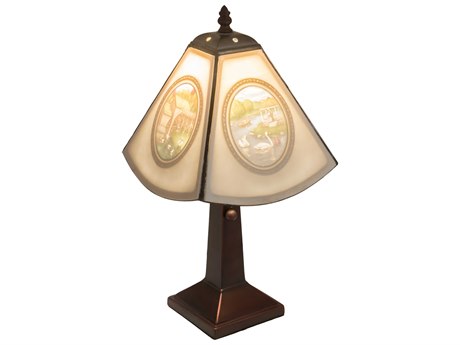 Meyda Lithophane Antique Brown Table Lamp