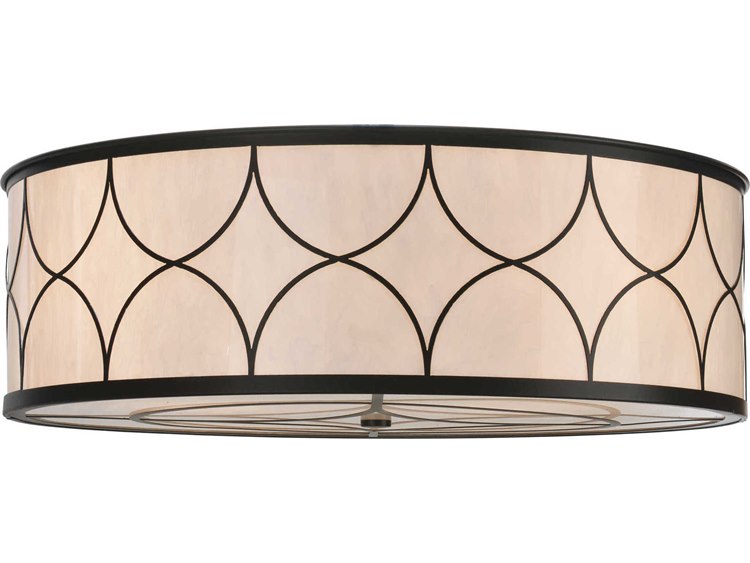 Meyda Lodge 4-Light Brown Drum Flush Mount