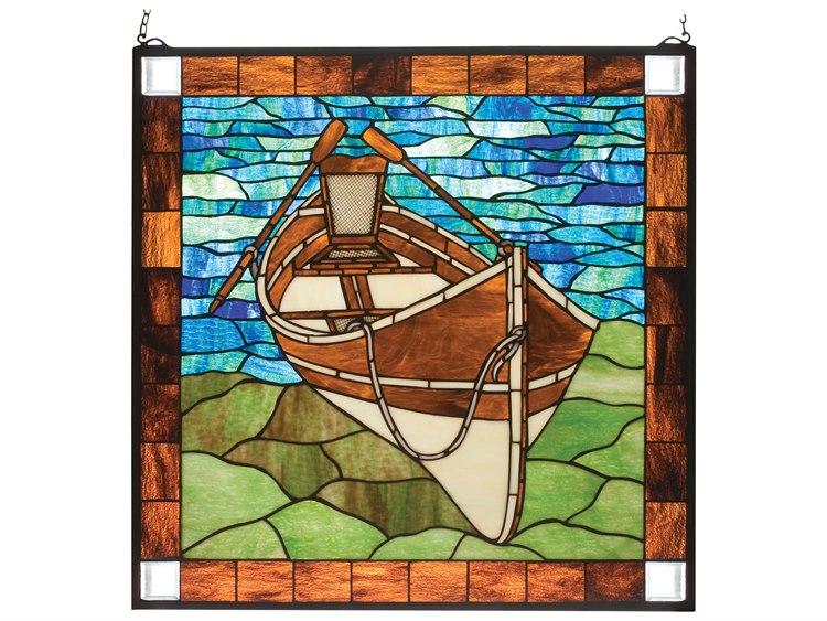 Meyda Beached Guideboat Stained Glass Window