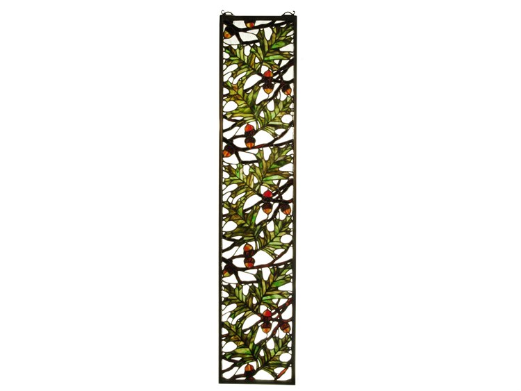 Meyda Acorn & Oak Leaf Stained Glass Window