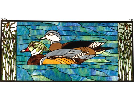 Meyda Wood Ducks Stained Glass Window