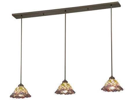 Meyda Daffodil 3-Light Bronze Tiffany Bell Island Pendant