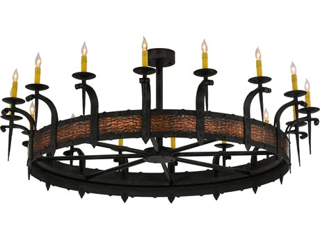 Meyda Costello 60" Wide 16-Light-Light Black Candelabra Round Chandelier