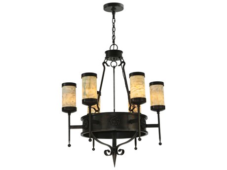 Meyda Lorenzo 6-Light Brown Candelabra Cylinder Chandelier