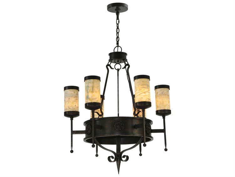 Meyda Lorenzo 6-Light Brown Candelabra Cylinder Chandelier
