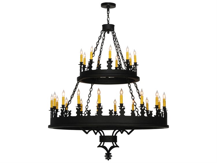 Meyda Lodge 2-Light Black Candelabra Round Tiered Chandelier