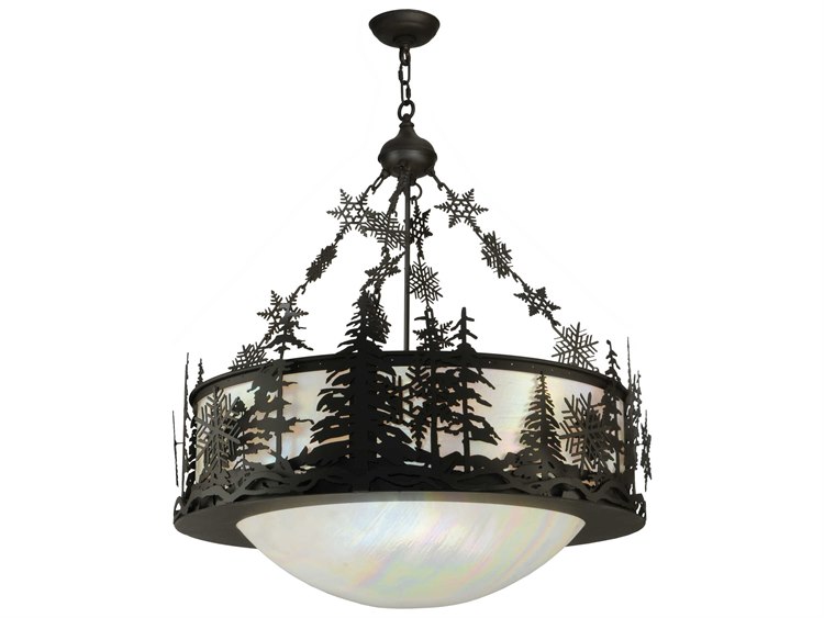 Meyda Lodge 3-Light Bronze Bowl Round Pendant