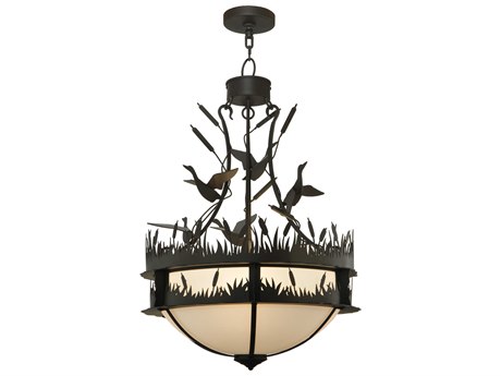 Meyda Ducks In Flight 4-Light Bronze Bowl Pendant