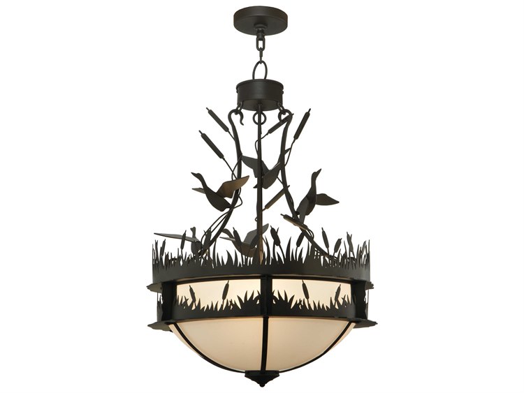 Meyda Ducks In Flight 4-Light Bronze Bowl Pendant