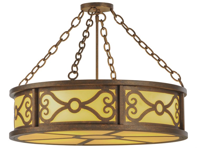 Meyda Lodge 4-Light Brown Drum Semi Flush Mount