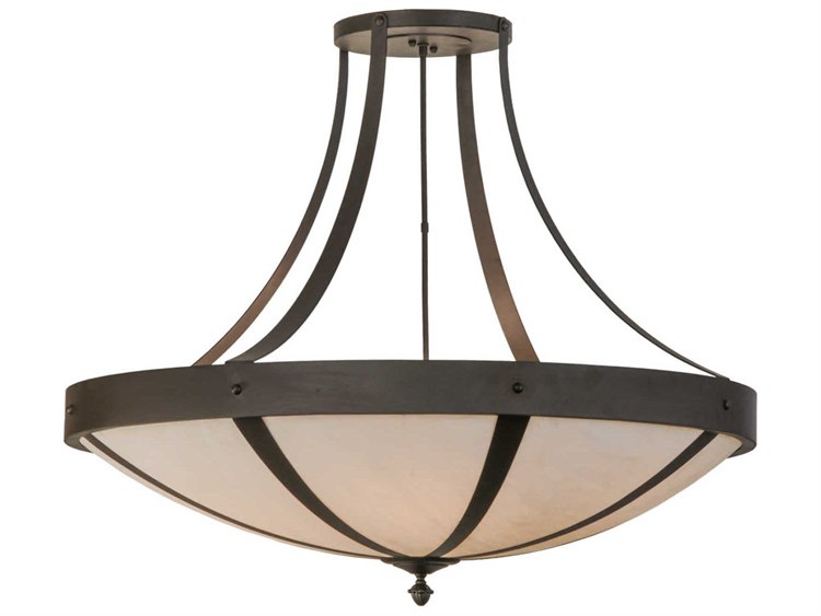 Meyda Lodge 6-Light Bronze Bowl Semi Flush Mount