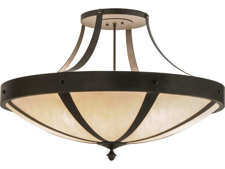 Meyda Lodge 6-Light Bronze Bowl Semi Flush Mount