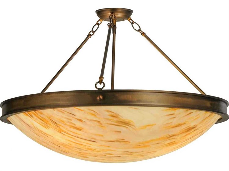 Meyda Lodge 3-Light Copper Bowl Semi Flush Mount