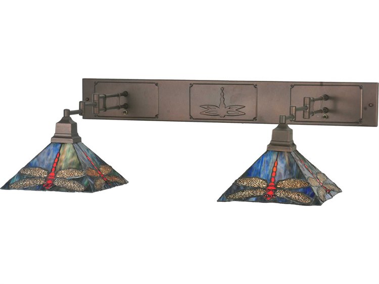 Meyda Lodge 2-Light Bronze Tiffany Swing Wall Sconce