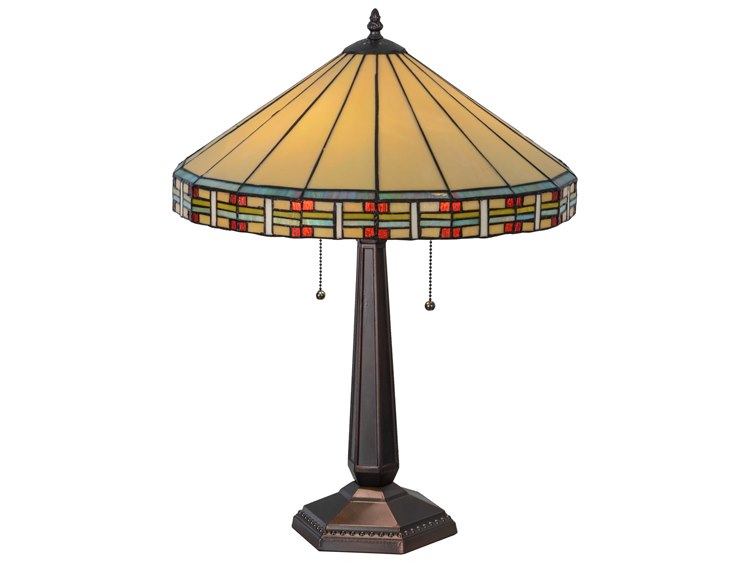 Meyda Arizona Beige Bronze Tiffany Table Lamp