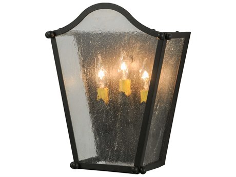 Meyda Austin 3-Light Black Glass Wall Sconce