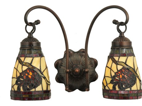 Meyda Pinecone 11" Tall 2-Light Bronze Wall Sconce