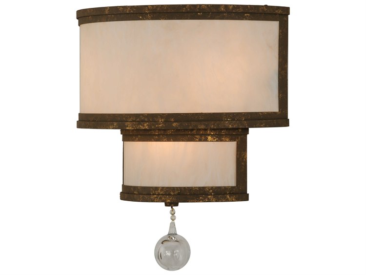 Meyda Lodge 17" Tall 3-Light Brown Crystal Wall Sconce