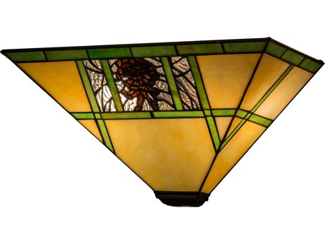 Meyda Lodge 9" Tall 2-Light Bronze Tiffany Wall Sconce