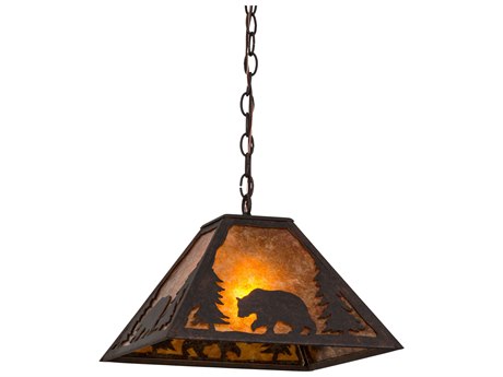 Meyda Lone Bear 1-Light Cajun Spice amber Orange Geometric Pendant