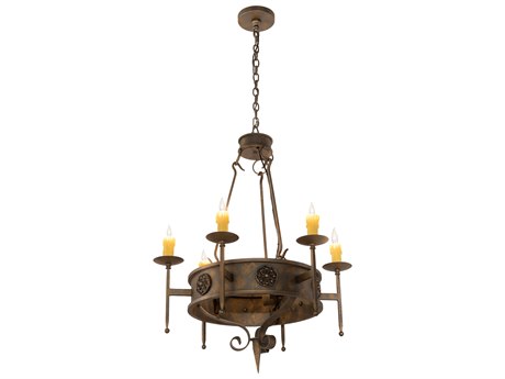 Meyda Lorenzo 6-Light Beige Brown Candelabra Chandelier