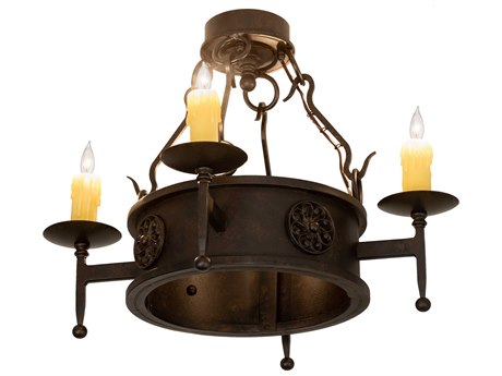 Meyda Lorenzo 4-Light Chocolate Brown Semi Flush Mount